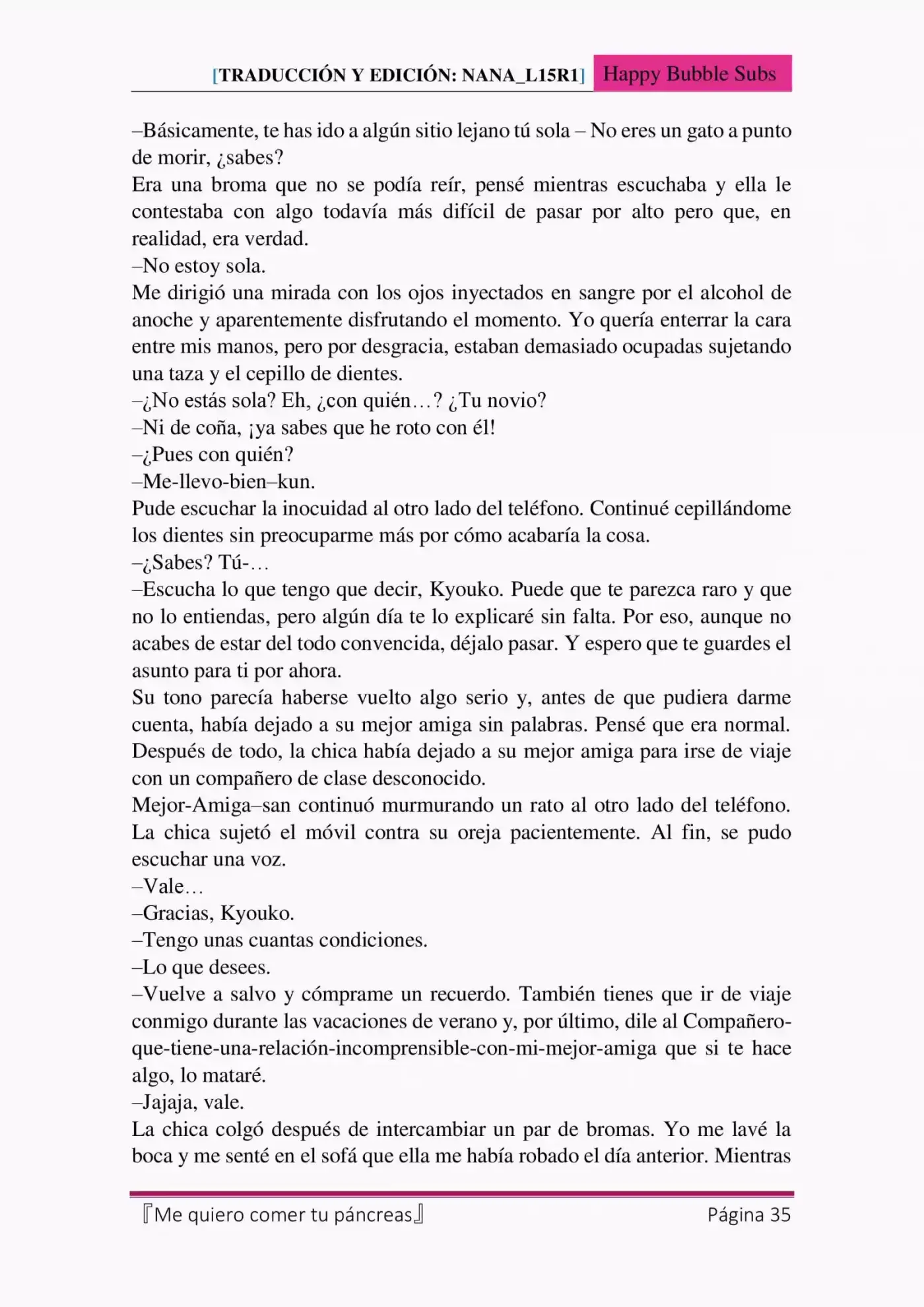 Me quiero comer tu páncreas (2015) - Capítulo 4 - Página 35 - LectorTMOo