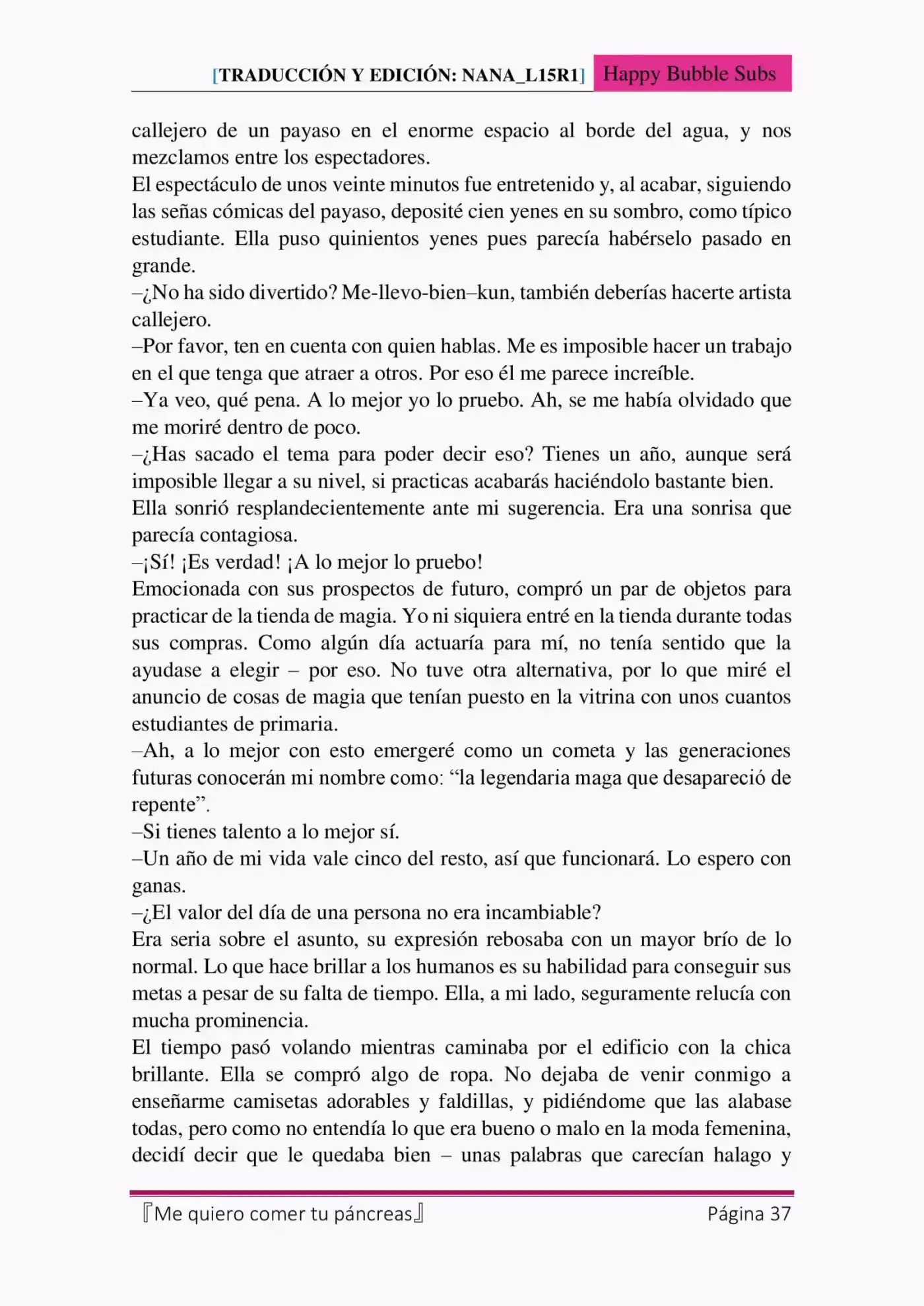 Me quiero comer tu páncreas (2015) - Capítulo 4 - Página 37 - LectorTMOo