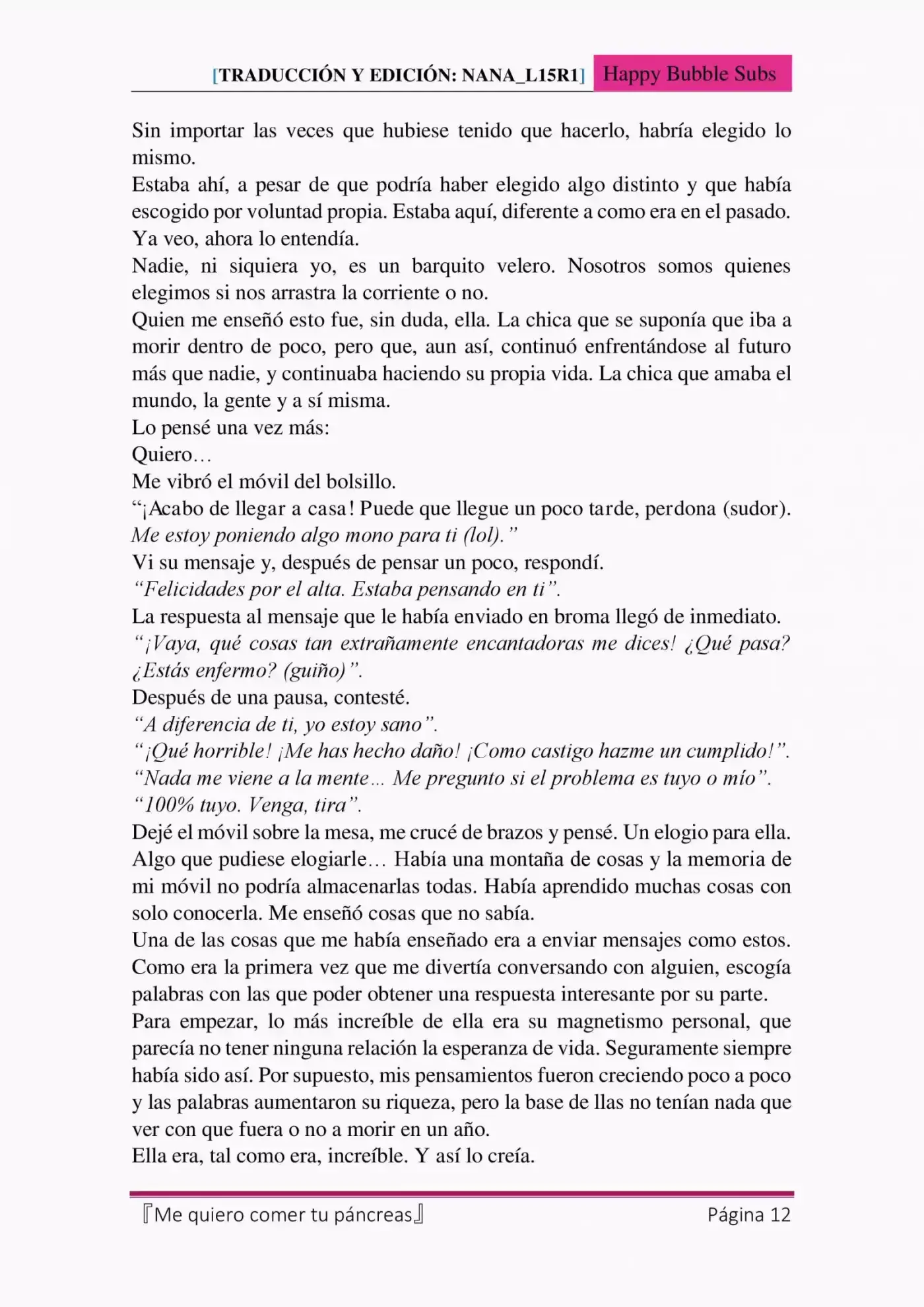 Me quiero comer tu páncreas (2015) - Capítulo 7 - Página 12 - LectorTMOo