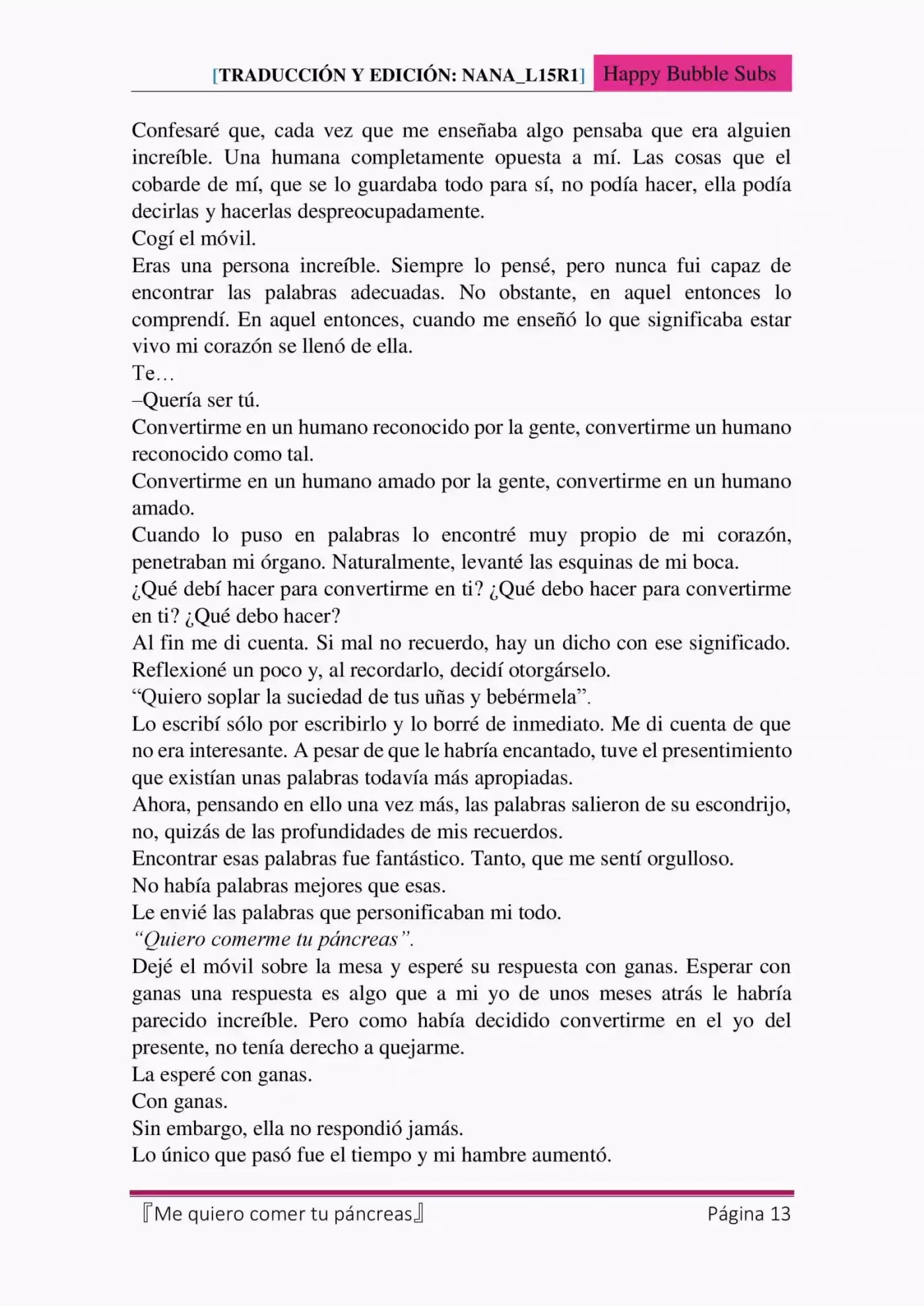 Me quiero comer tu páncreas (2015) - Capítulo 7 - Página 13 - LectorTMOo