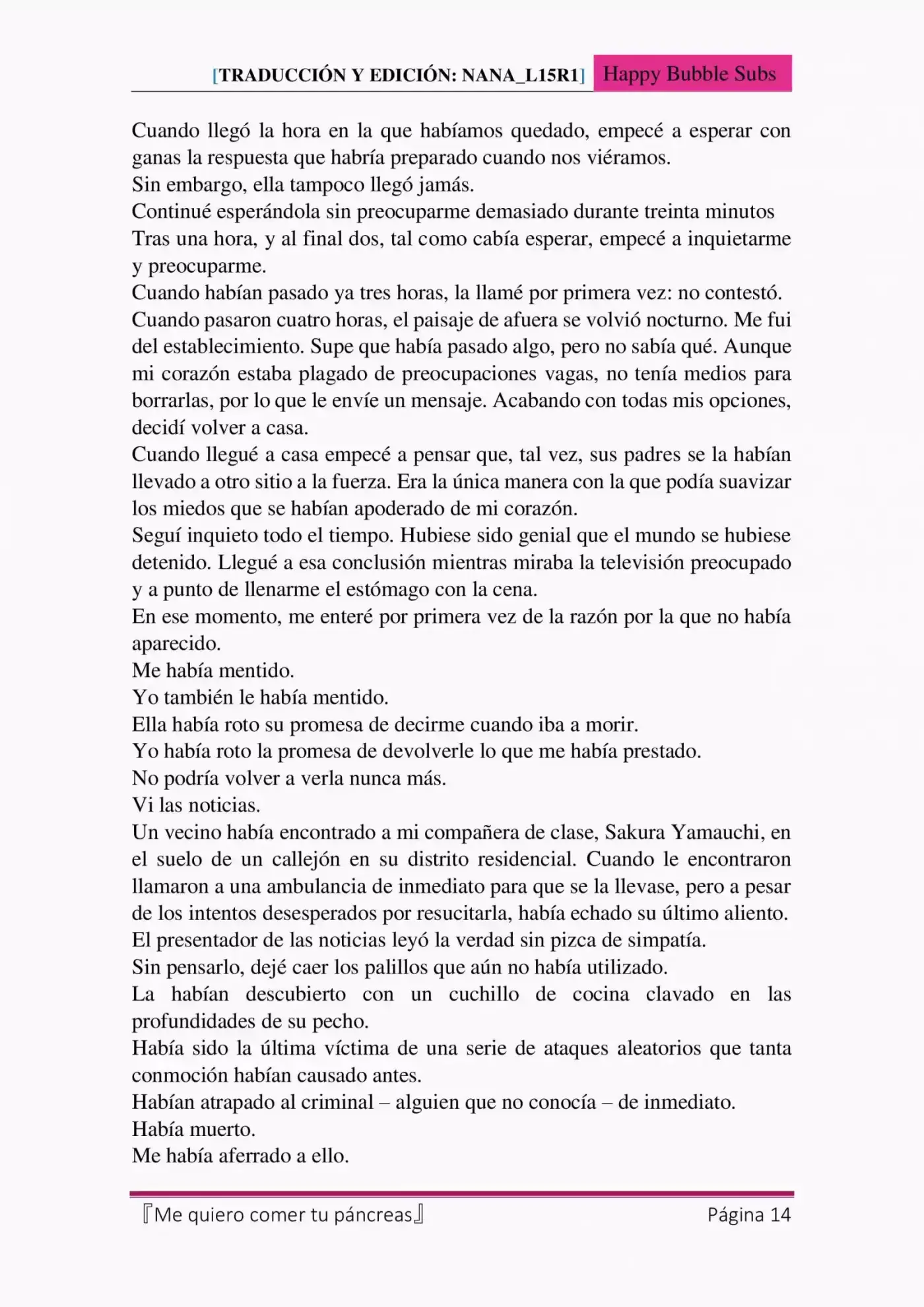 Me quiero comer tu páncreas (2015) - Capítulo 7 - Página 14 - LectorTMOo