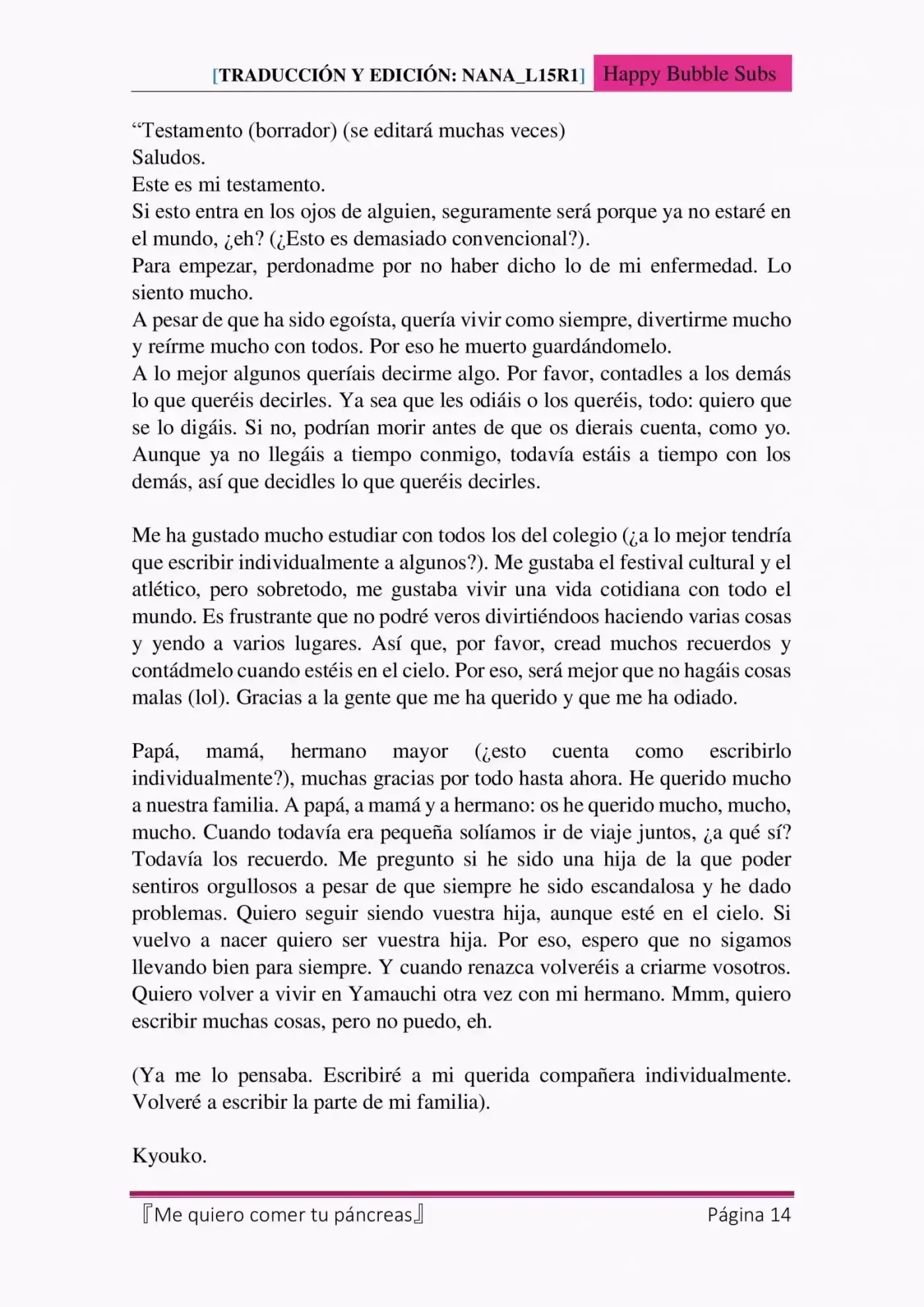 Me quiero comer tu páncreas (2015) - Capítulo 8 - Página 14 - LectorTMOo