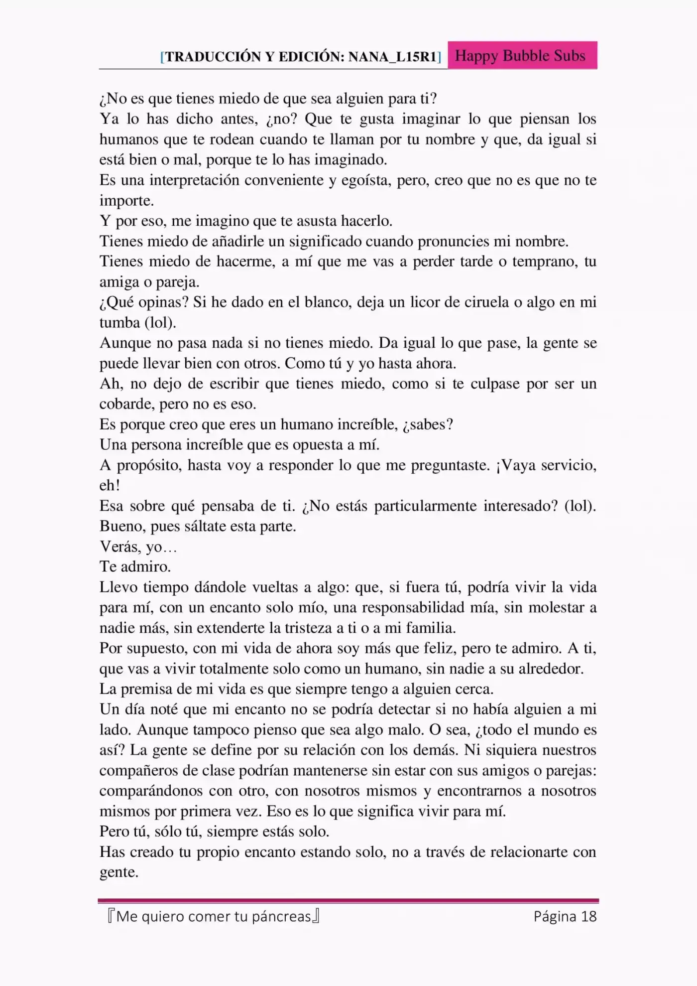 Me quiero comer tu páncreas (2015) - Capítulo 8 - Página 18 - LectorTMOo