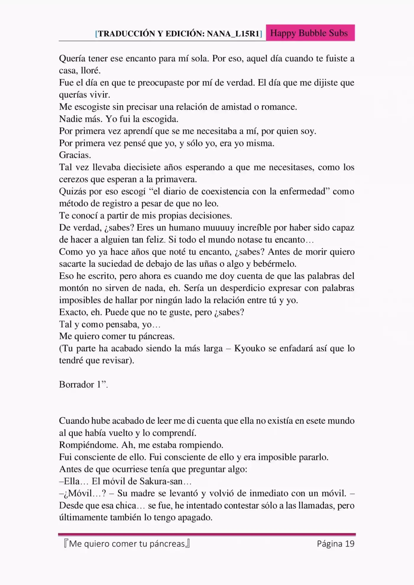 Me quiero comer tu páncreas (2015) - Capítulo 8 - Página 19 - LectorTMOo