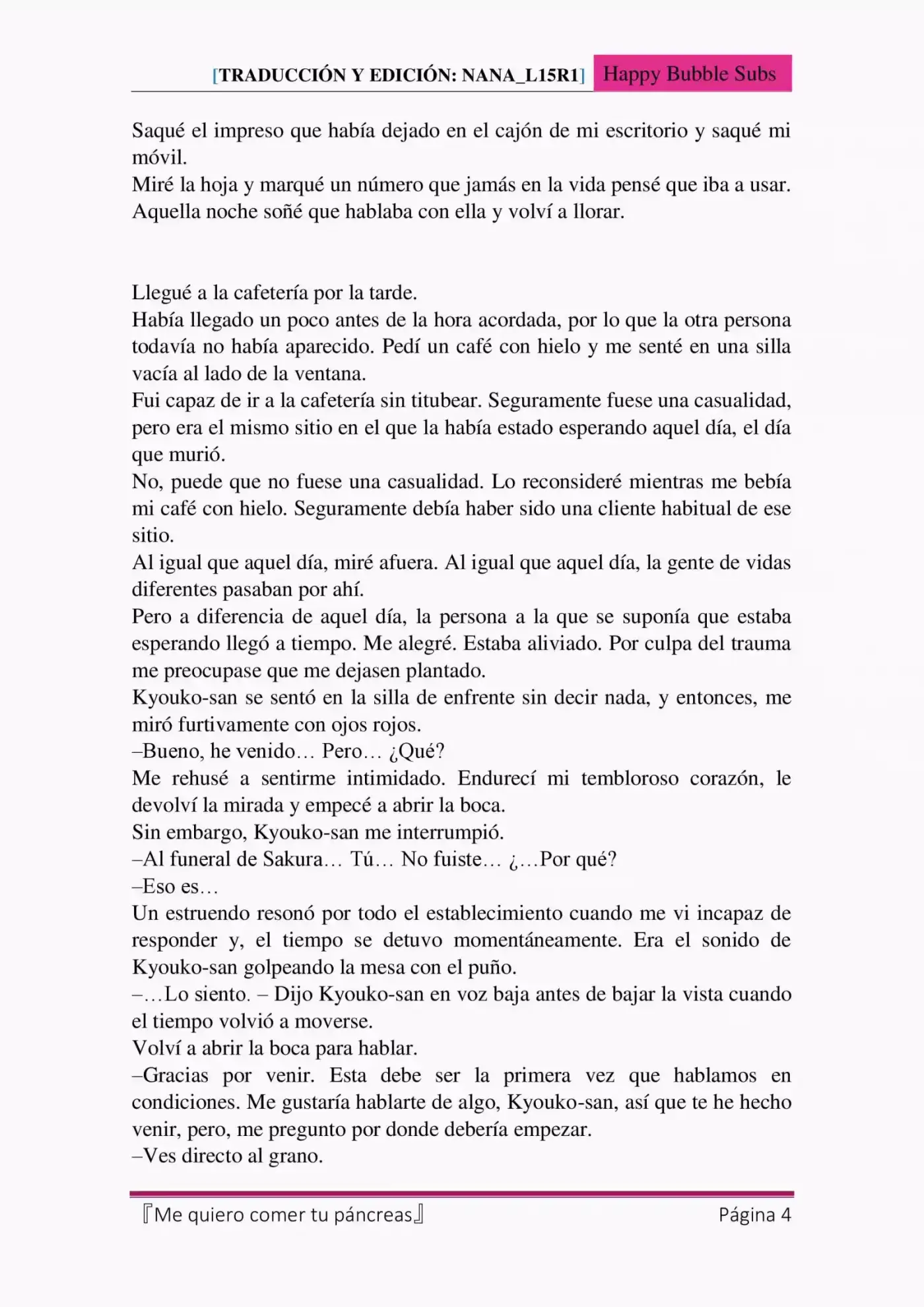 Me quiero comer tu páncreas (2015) - Capítulo 9 - Página 4 - LectorTMOo