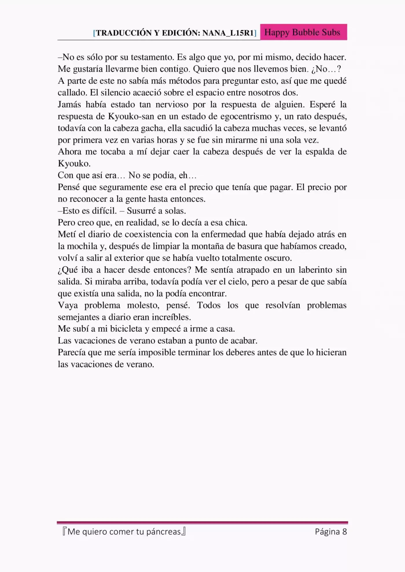 Me quiero comer tu páncreas (2015) - Capítulo 9 - Página 8 - LectorTMOo