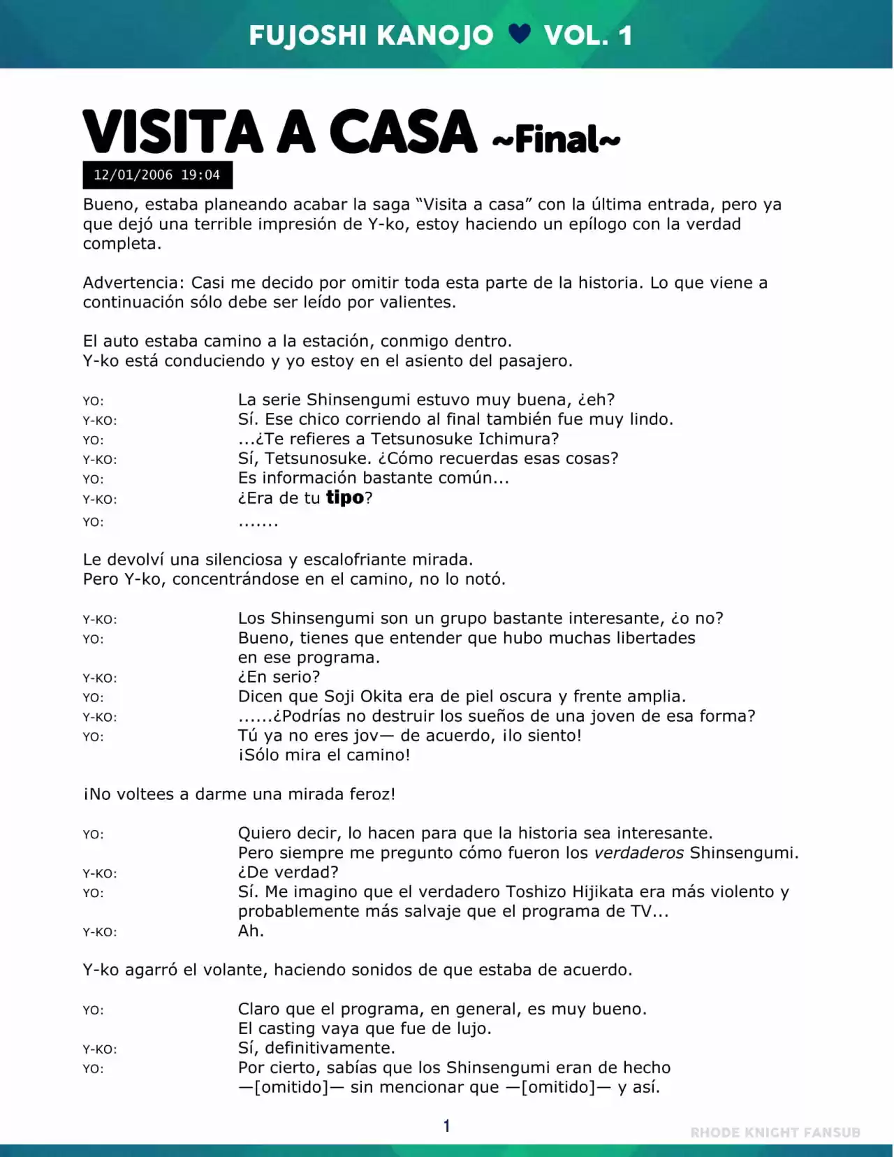 Mi Novia es una Fujoshi (2006) - Capítulo 15 - Página 1 - LectorTMOo