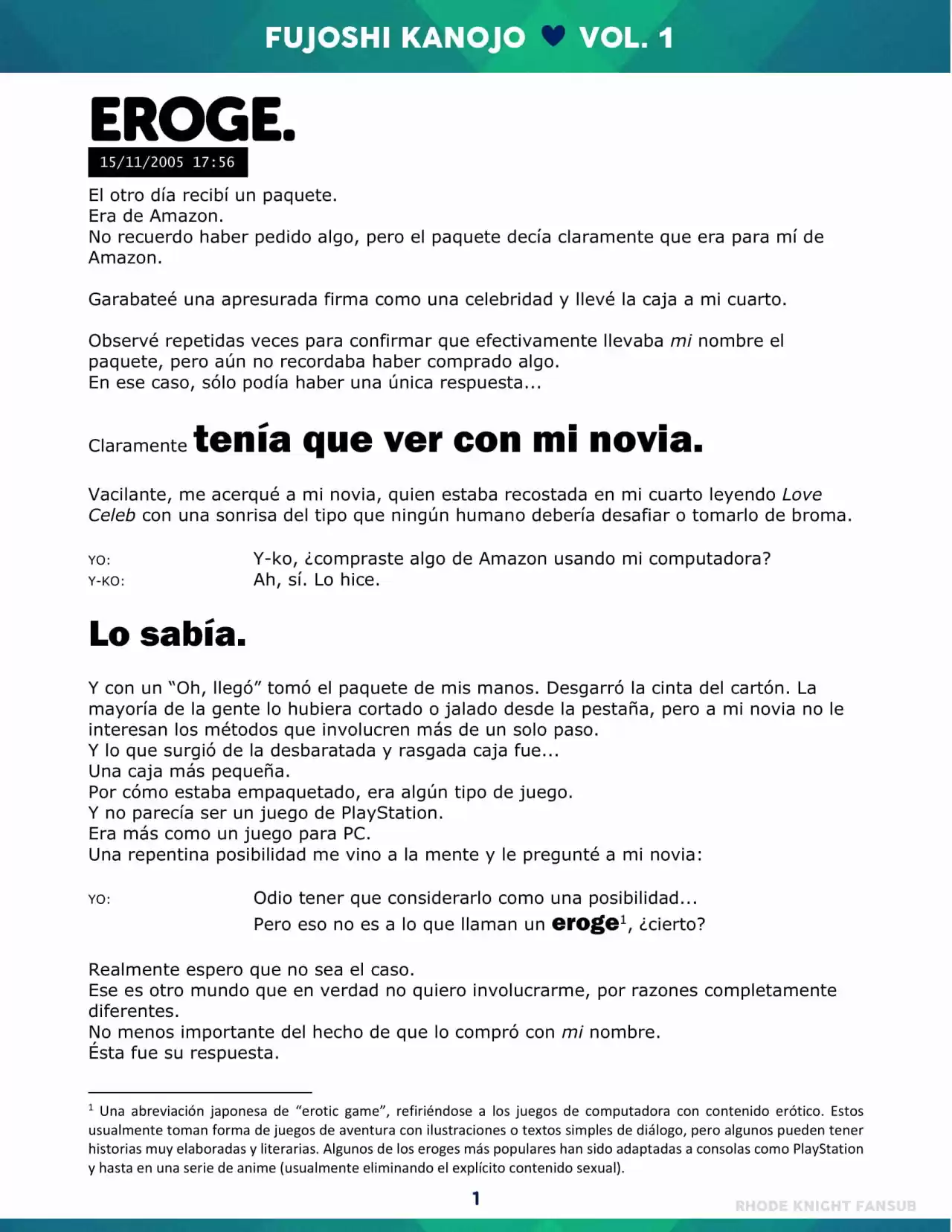 Mi Novia es una Fujoshi (2006) - Capítulo 3 - Página 1 - LectorTMOo