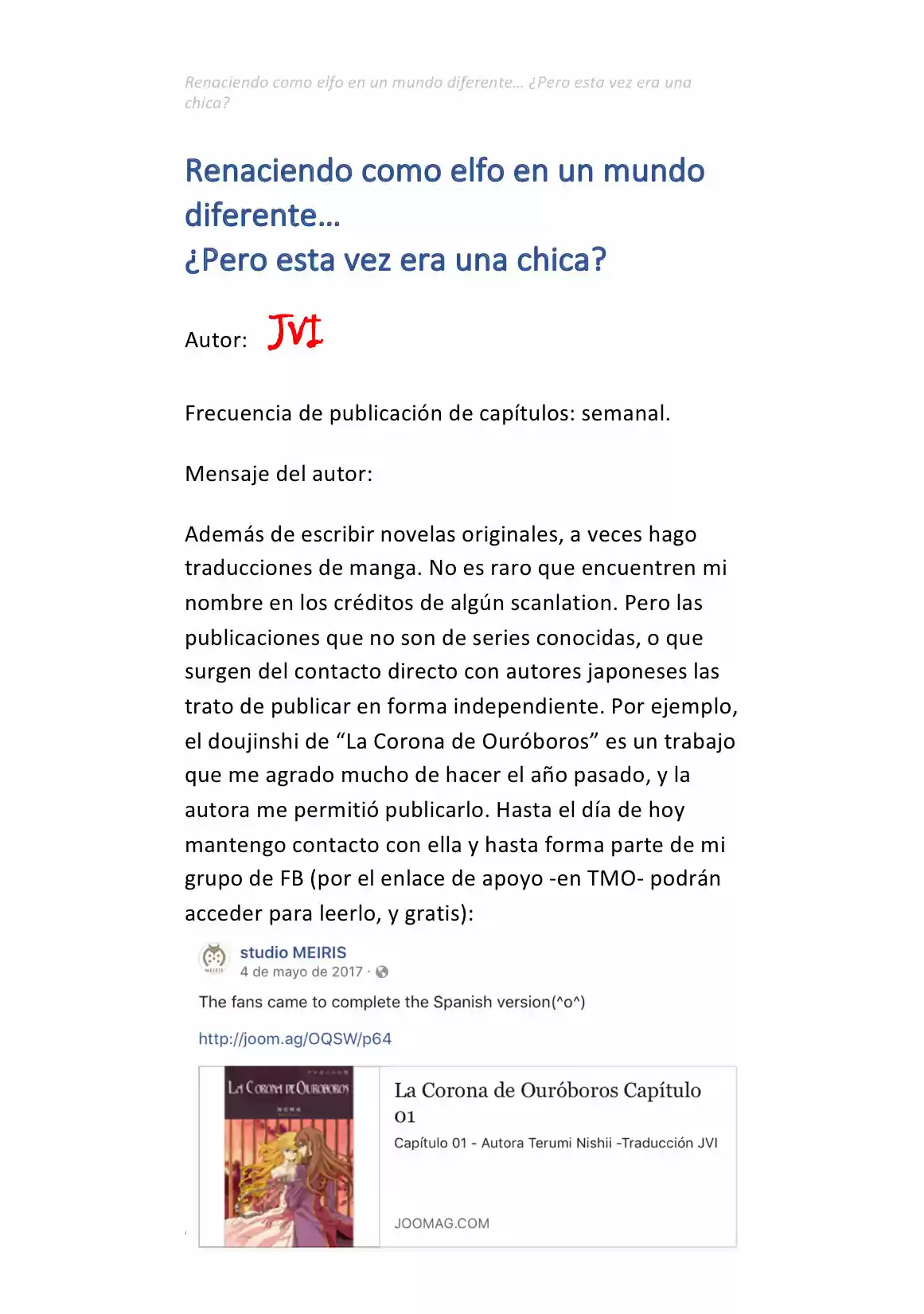 Renaciendo como elfo en un mundo diferente… ¿Pero esta vez era una chica? (2017) - Capítulo 7.1 - Página 9 - LectorTMOo