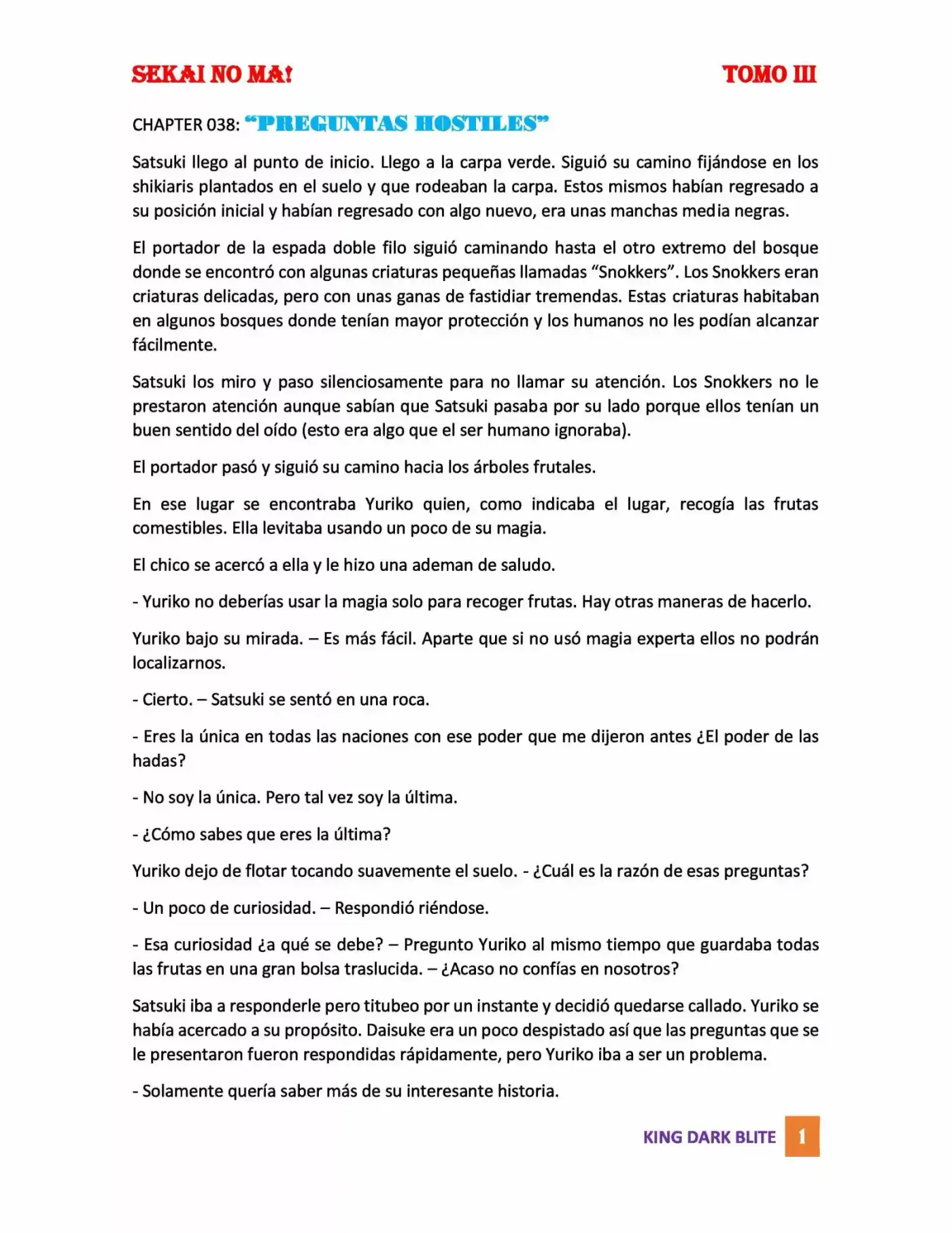 SEKAI NO MA! (Novela) (2017) - Capítulo 38 - Página 1 - LectorTMOo