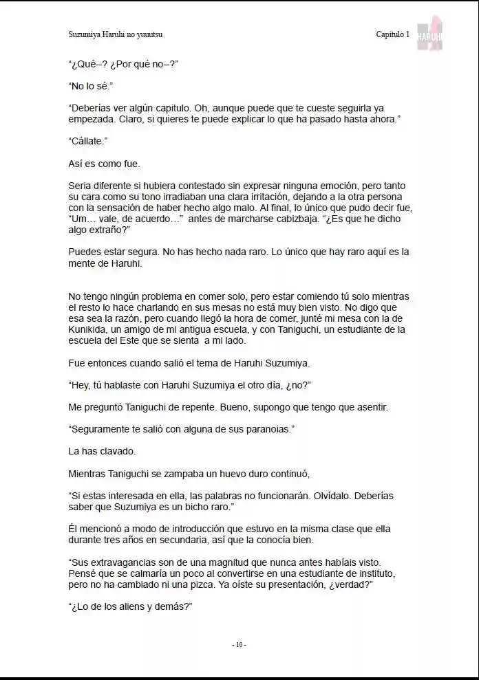 Suzumiya Haruhi no Yuuutsu (Novela) (2003) - Capítulo 1 - Página 10 - LectorTMOo